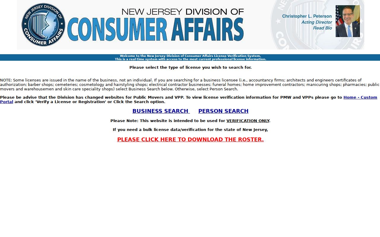 Union residents directory New Jersey license verification search