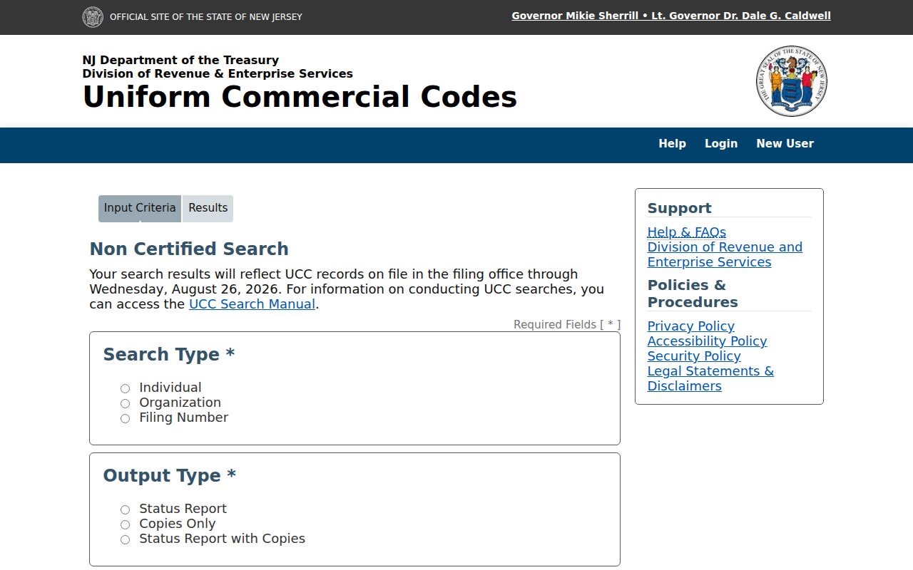 Union city directory research using the New Jersey UCC search