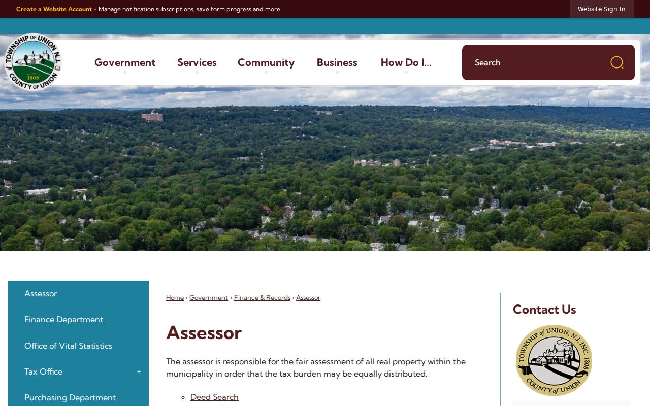 Union street directory Township Assessor office information