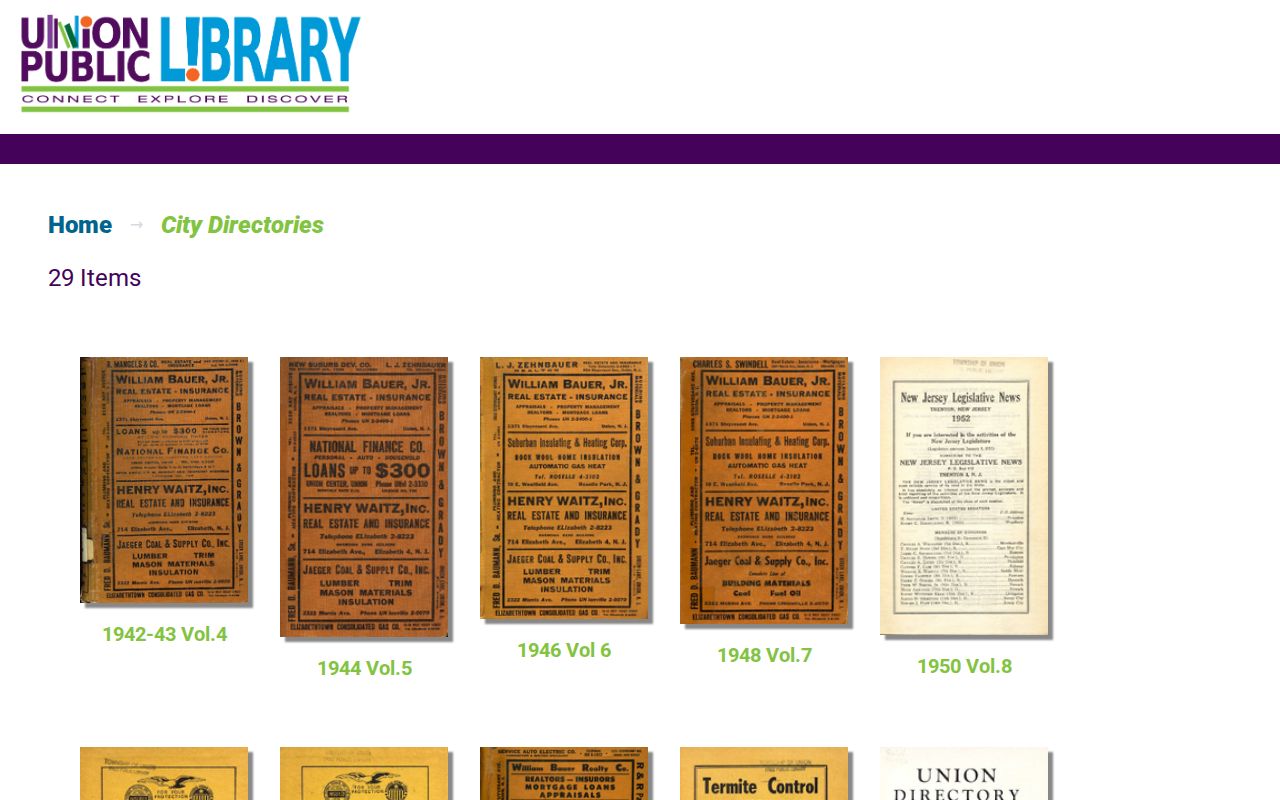 Union previous residents directory collection for household history